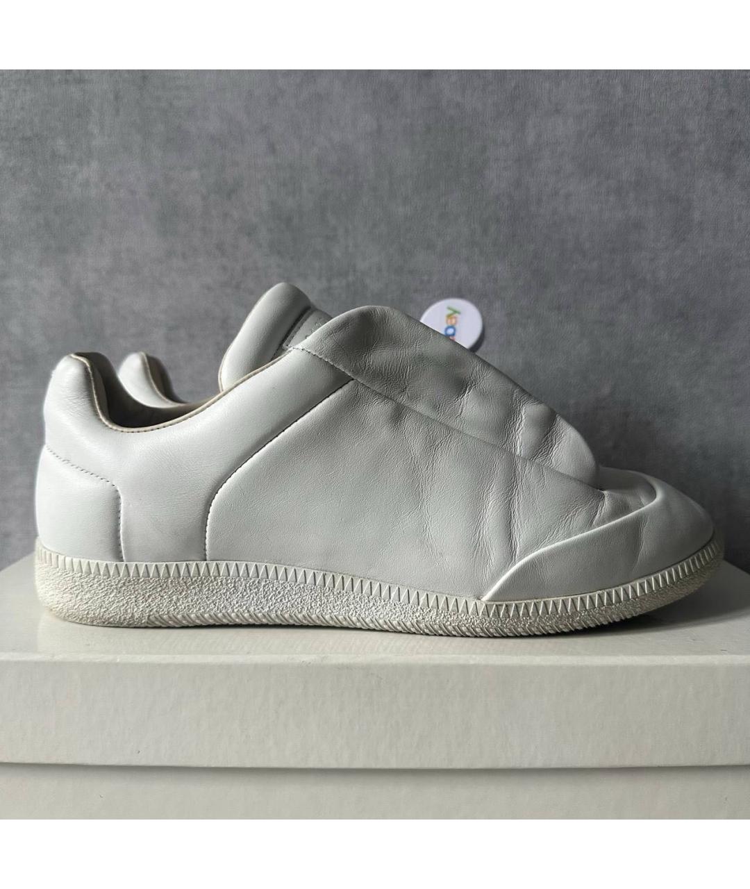 MAISON MARGIELA Белые кожаные низкие кроссовки / кеды, фото 7