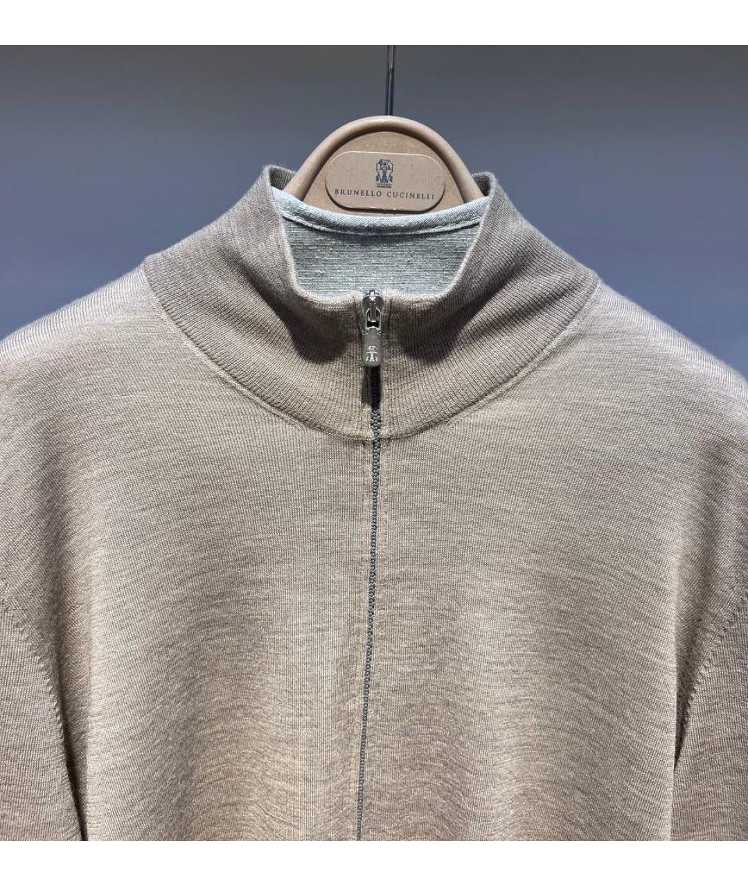 BRUNELLO CUCINELLI Бежевый шерстяной джемпер / свитер, фото 3