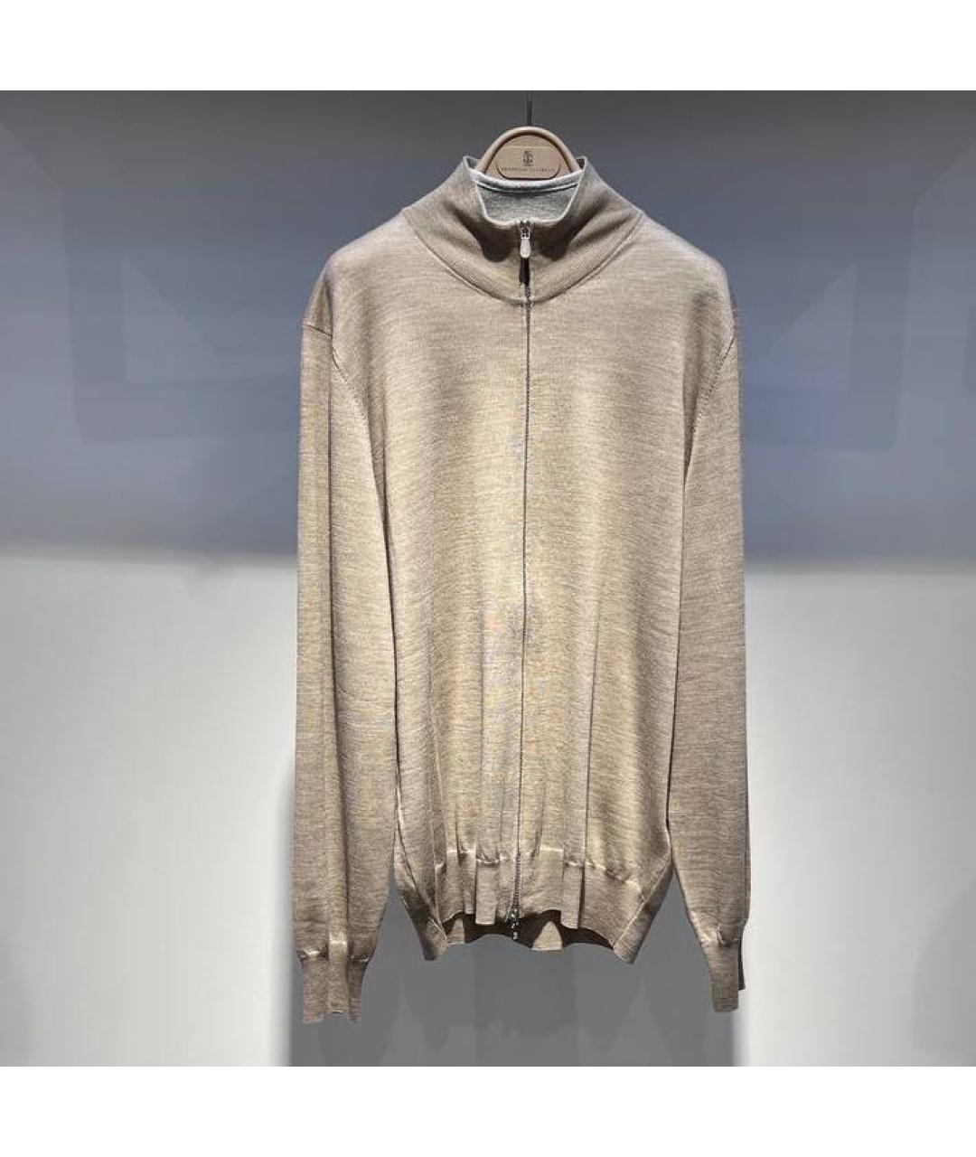 BRUNELLO CUCINELLI Бежевый шерстяной джемпер / свитер, фото 4