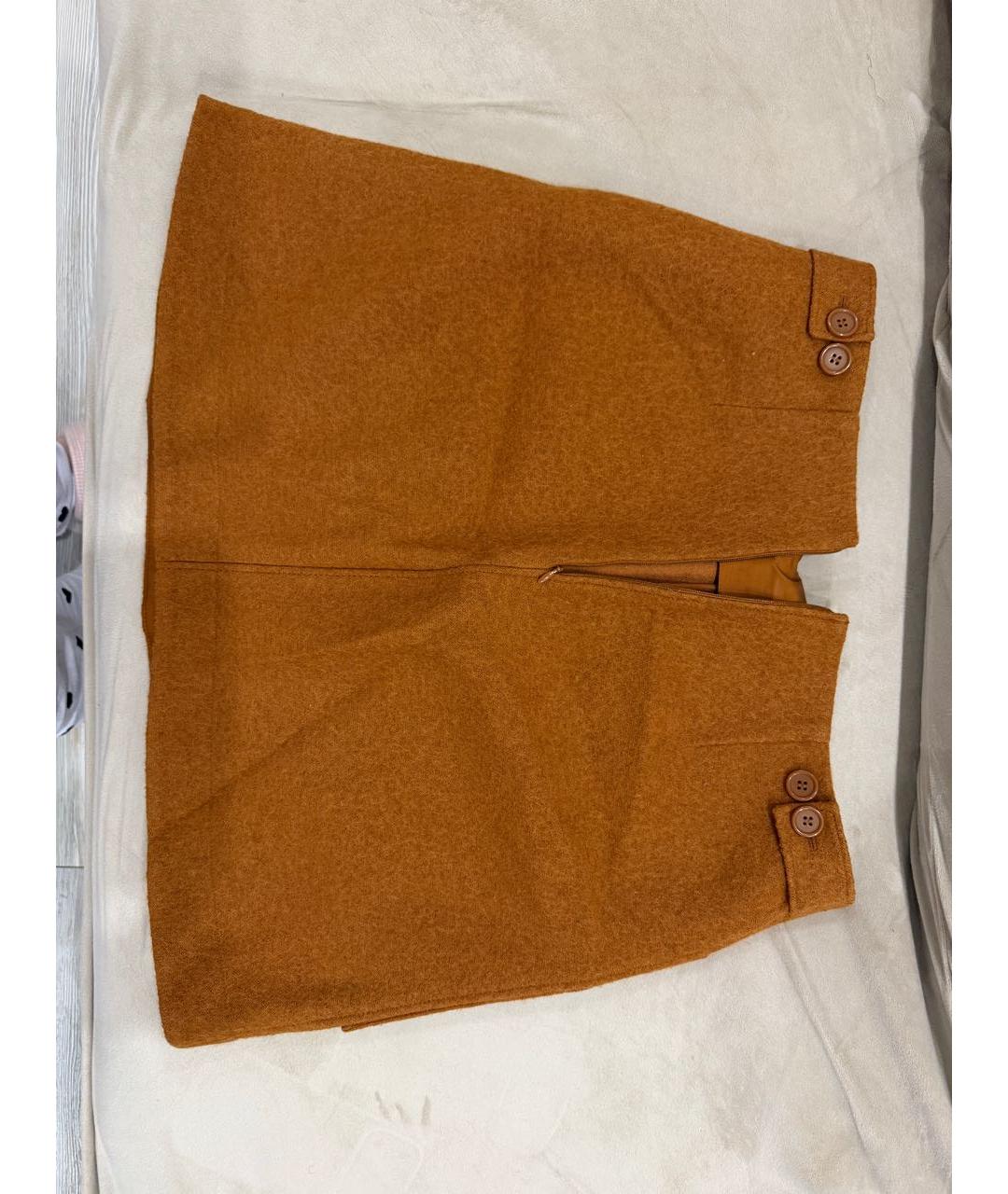 COS Оранжевая шерстяная юбка мини, фото 2