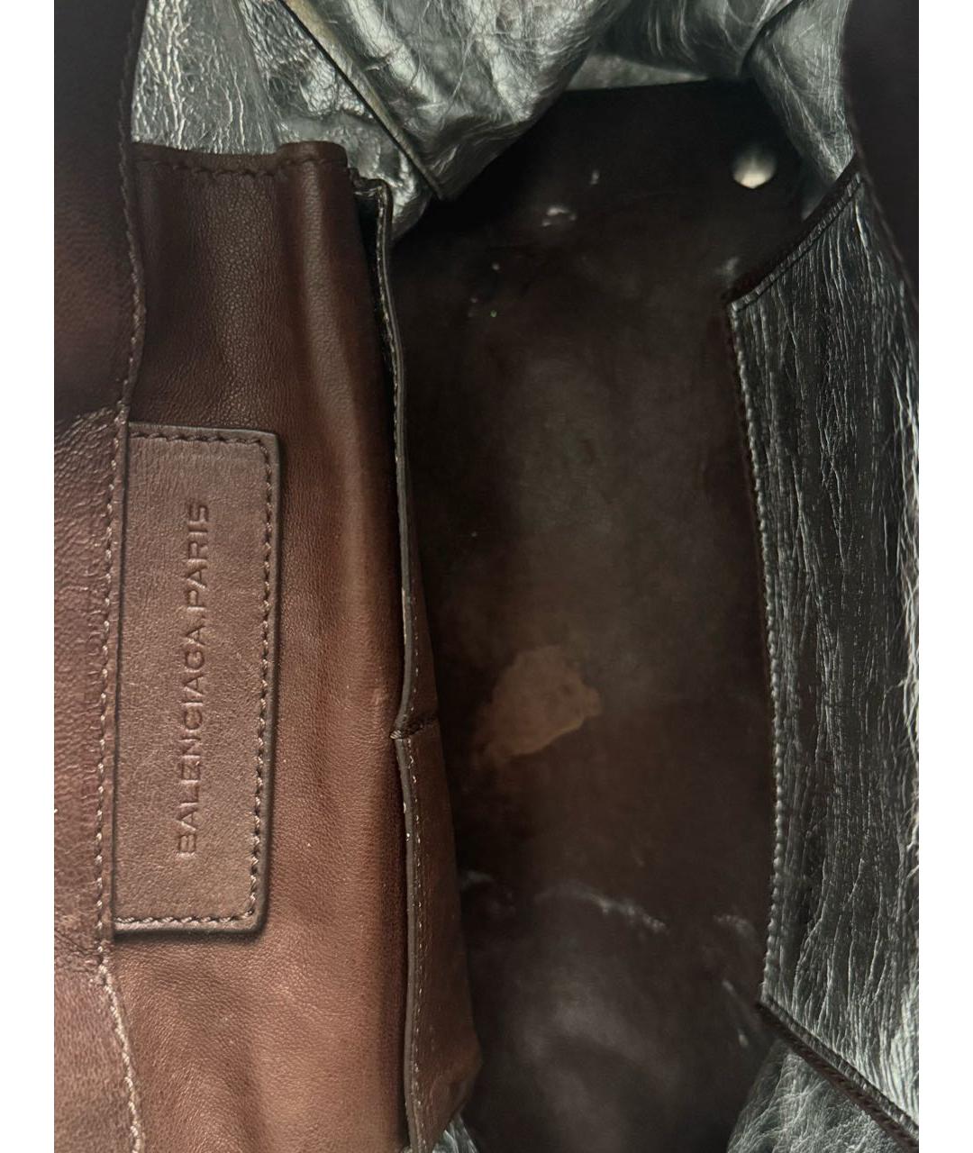 BALENCIAGA Коричневая кожаная сумка с короткими ручками, фото 7