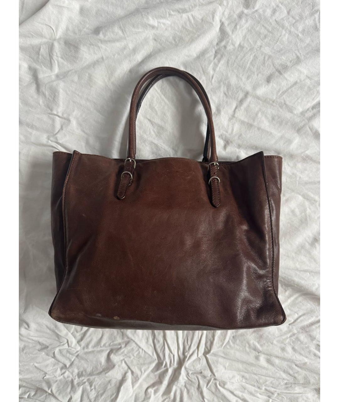 BALENCIAGA Коричневая кожаная сумка с короткими ручками, фото 2