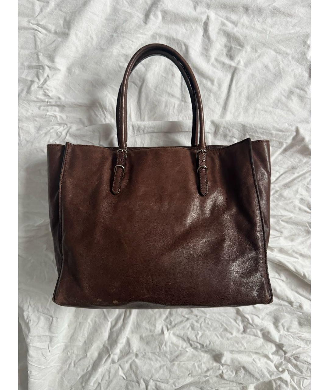 BALENCIAGA Коричневая кожаная сумка с короткими ручками, фото 8