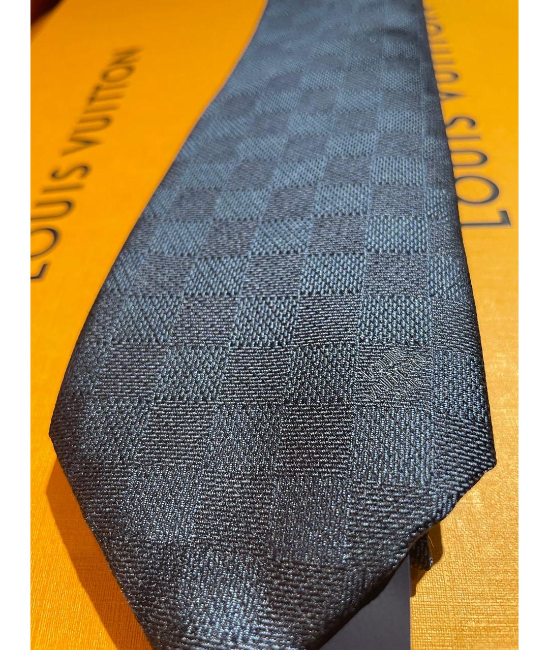 LOUIS VUITTON Темно-синий шелковый галстук, фото 3