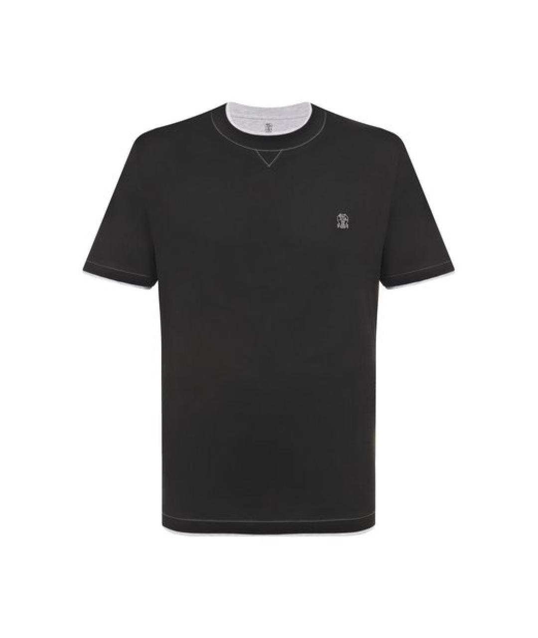 BRUNELLO CUCINELLI Черная хлопковая футболка, фото 1