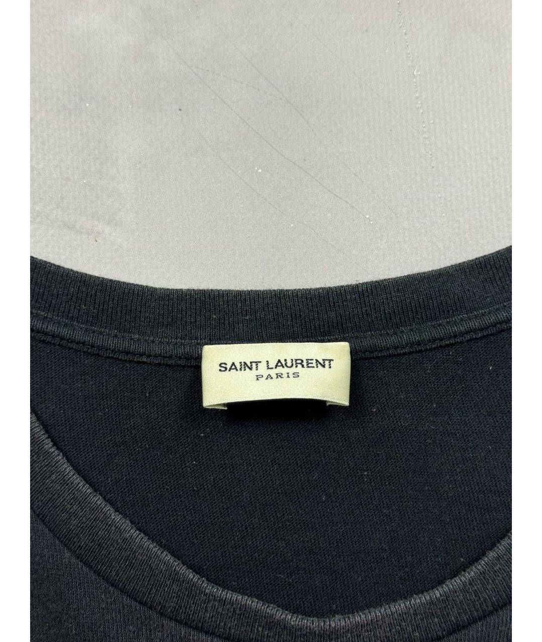 SAINT LAURENT Черная хлопковая футболка, фото 5