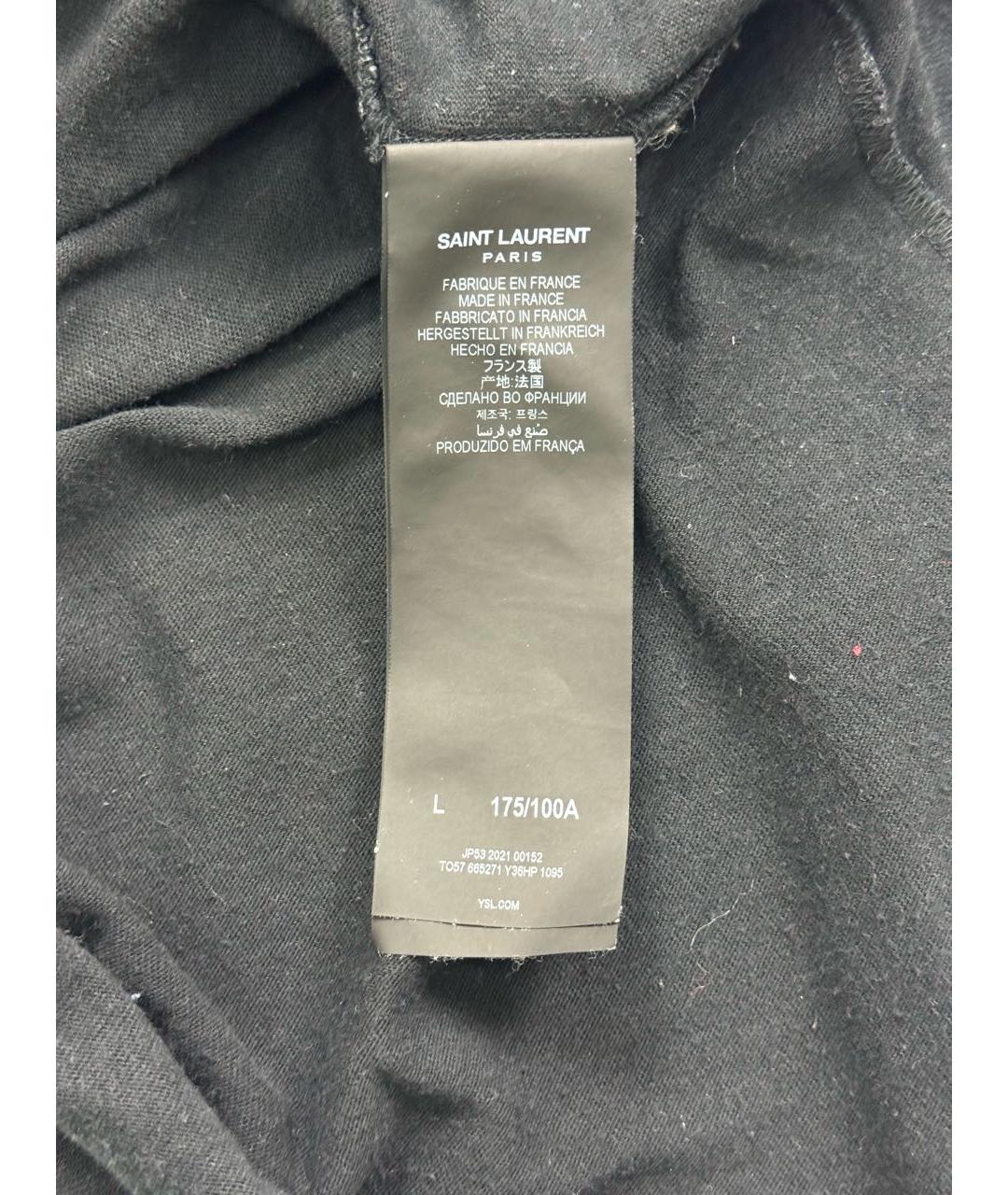 SAINT LAURENT Черная хлопковая футболка, фото 6