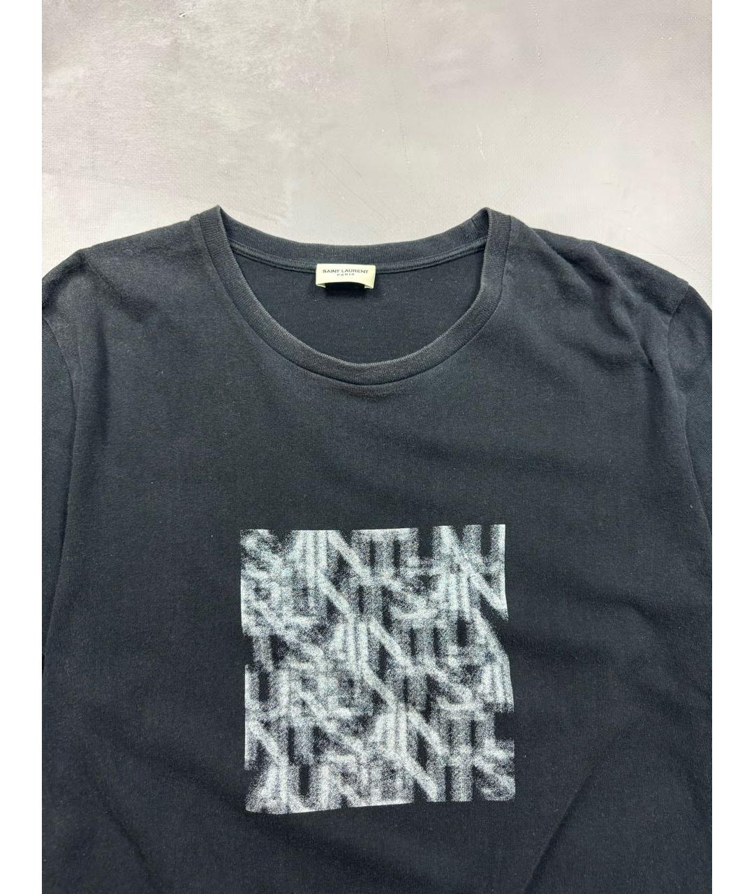 SAINT LAURENT Черная хлопковая футболка, фото 2