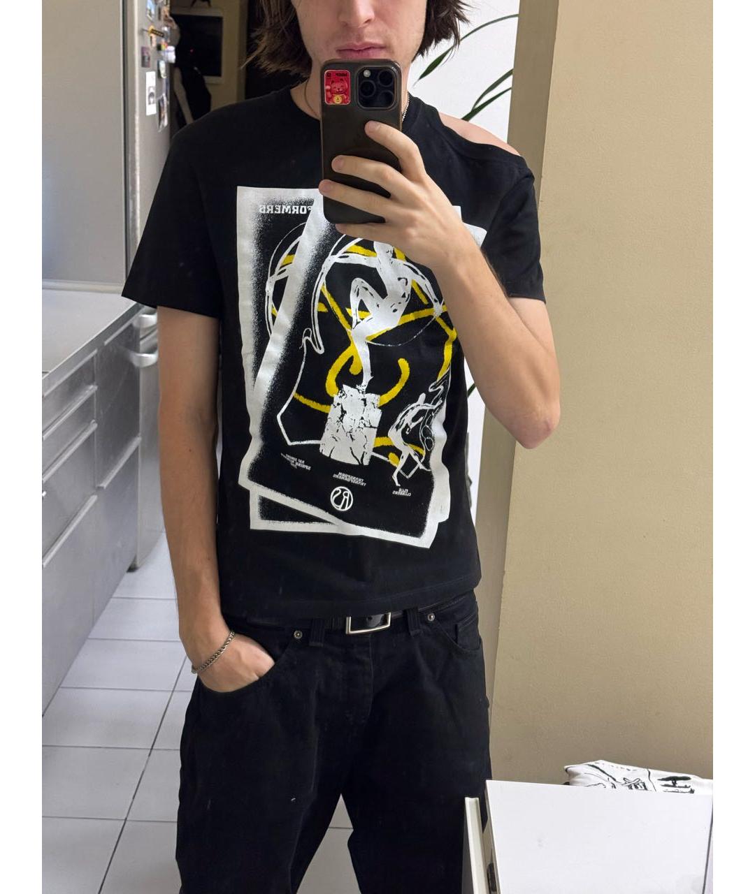 RAF SIMONS Черная хлопковая футболка, фото 5
