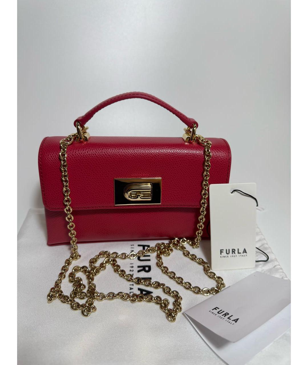 FURLA Красная кожаная сумка с короткими ручками, фото 5