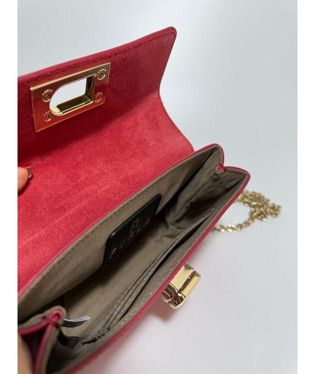 FURLA Красная кожаная сумка с короткими ручками, фото 4