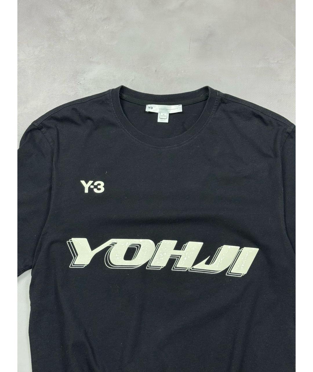 Y-3 Черная хлопковая футболка, фото 2