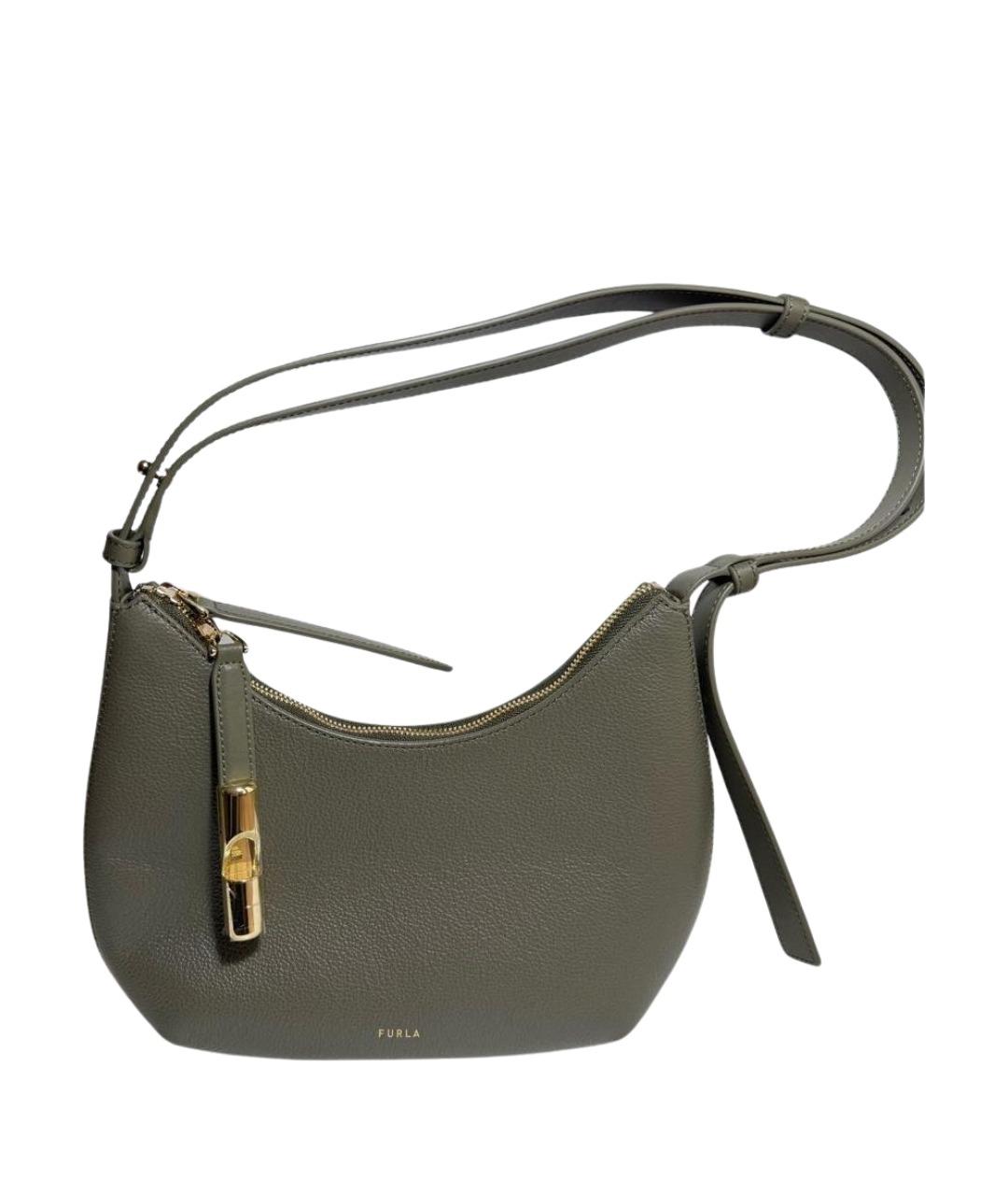 FURLA Зеленая кожаная сумка через плечо, фото 1