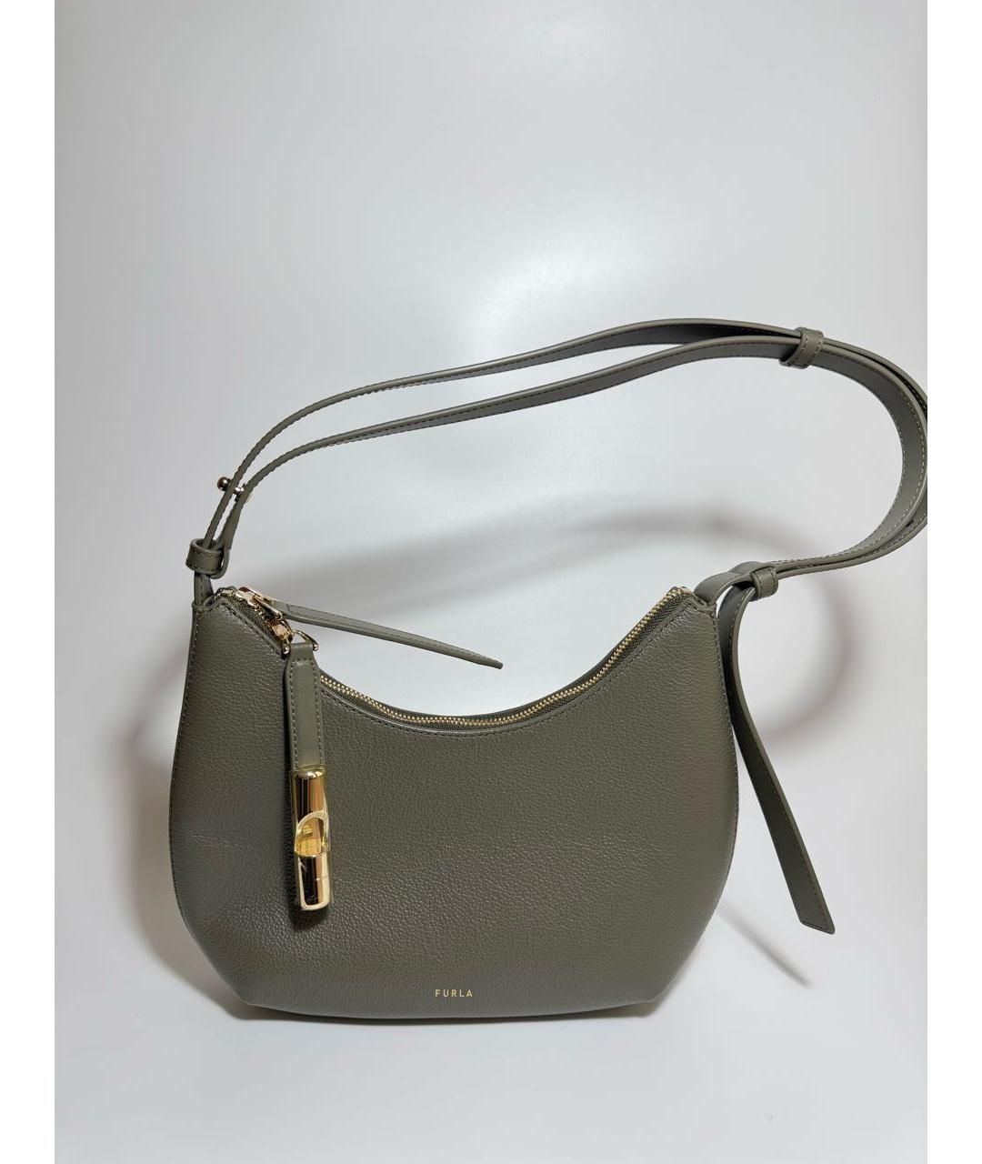 FURLA Зеленая кожаная сумка через плечо, фото 6