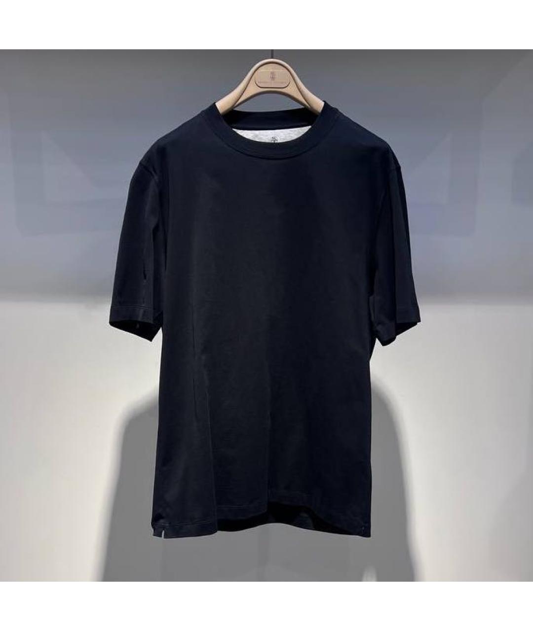 BRUNELLO CUCINELLI Черная хлопковая футболка, фото 2