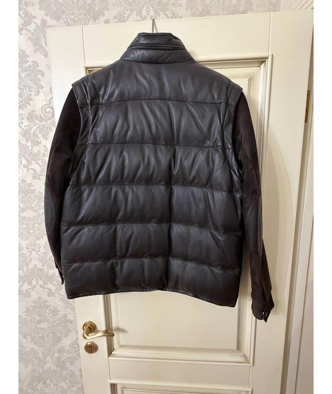 BRIONI Коричневая кожаная парка, фото 2