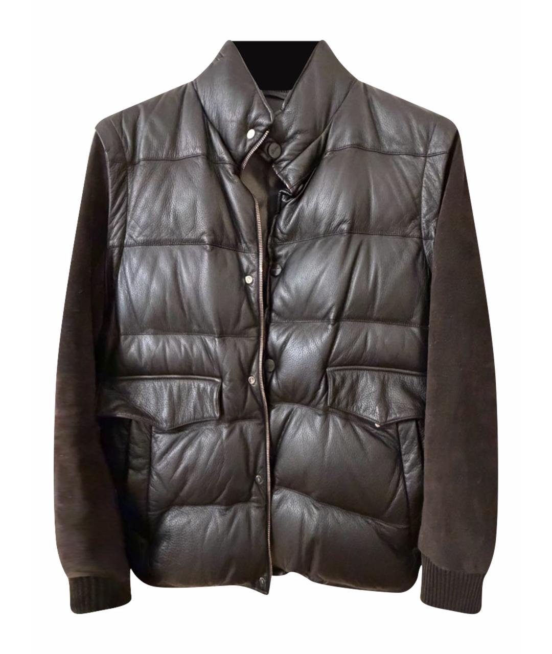 BRIONI Коричневая кожаная парка, фото 1