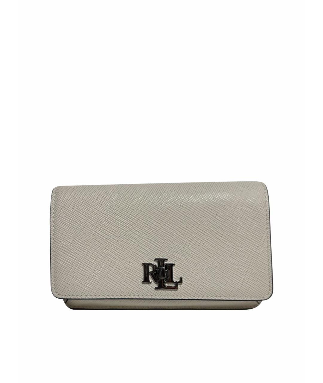 POLO RALPH LAUREN Белая кожаная сумка через плечо, фото 6