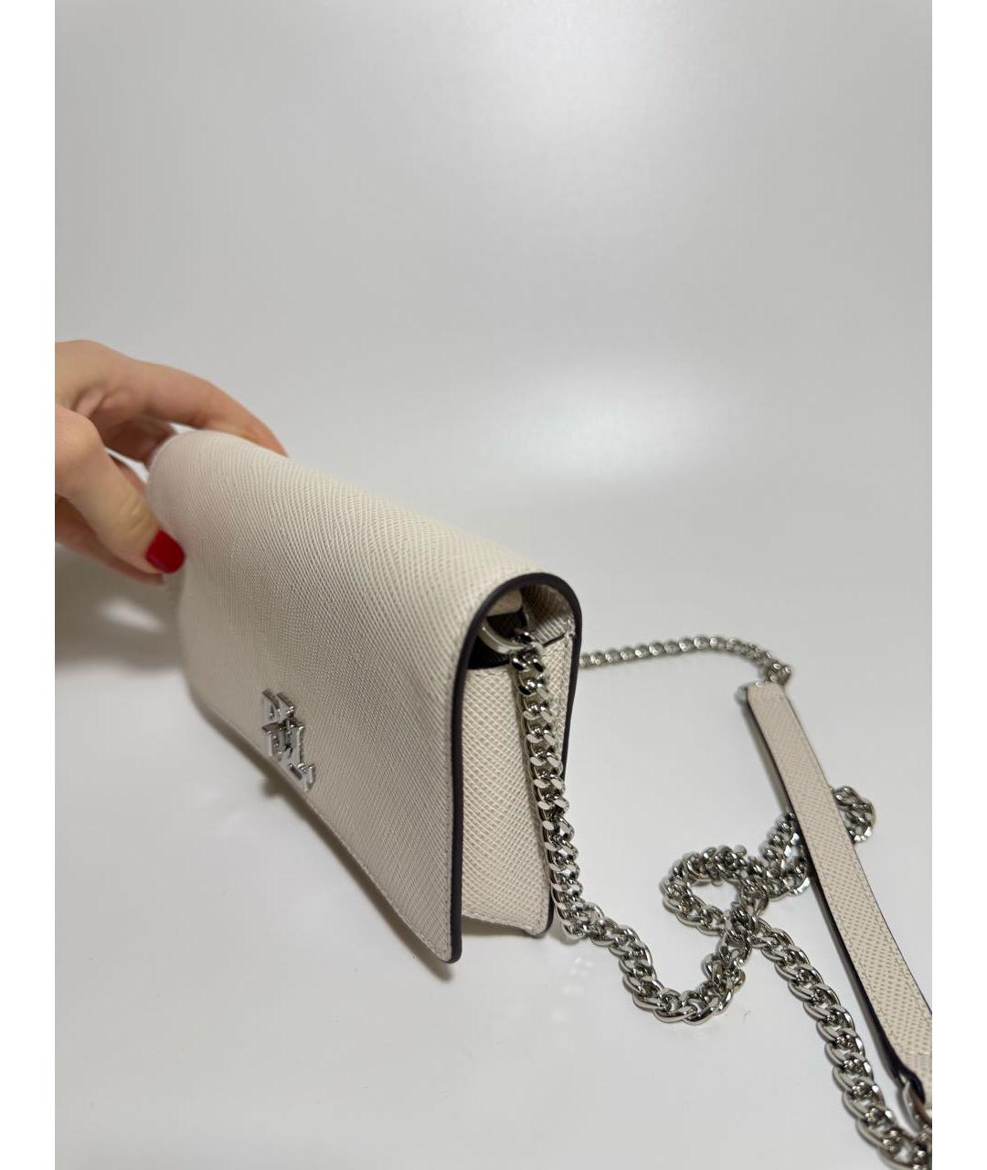 POLO RALPH LAUREN Белая кожаная сумка через плечо, фото 2