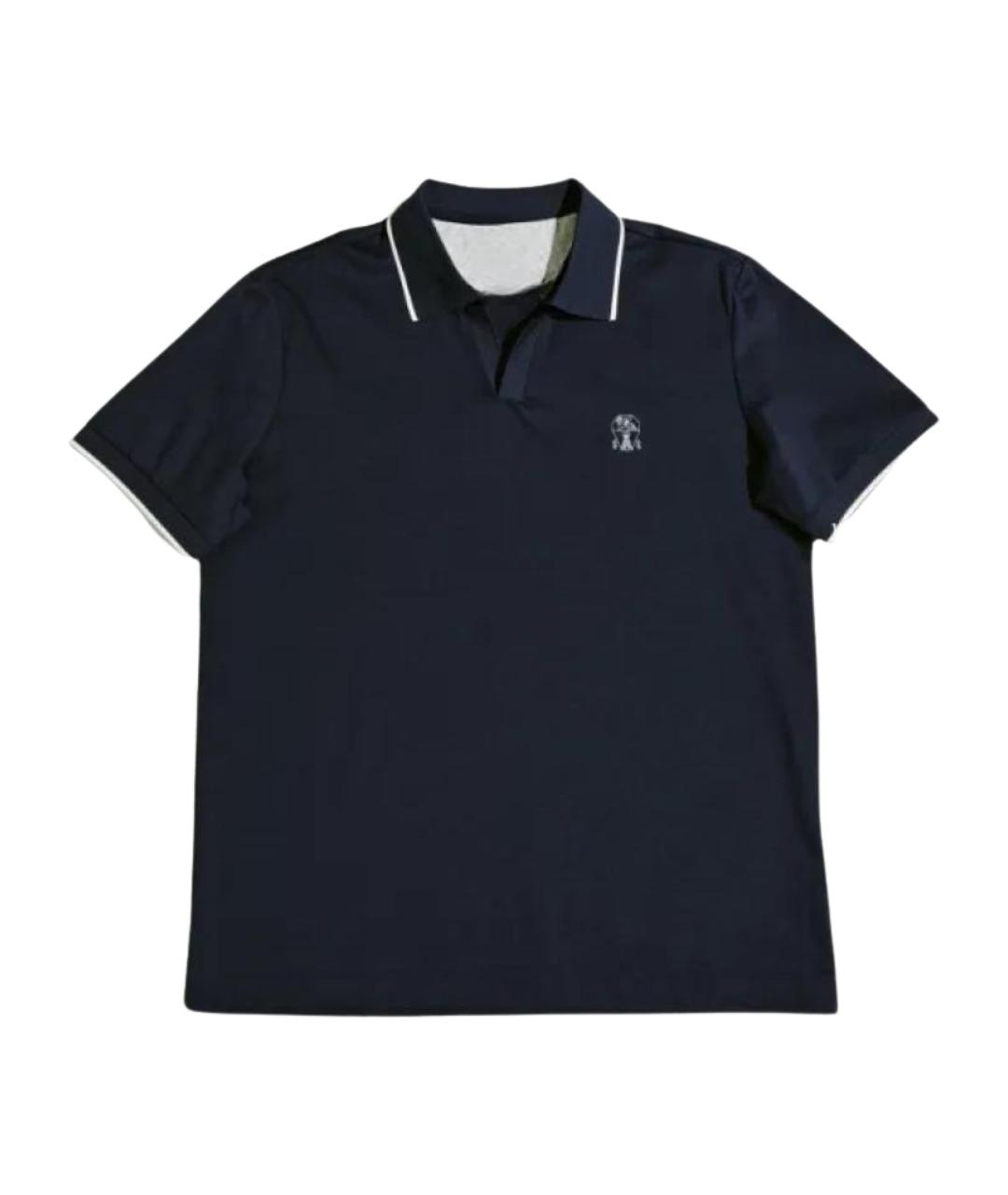 BRUNELLO CUCINELLI Черное хлопковое поло с коротким рукавом, фото 1