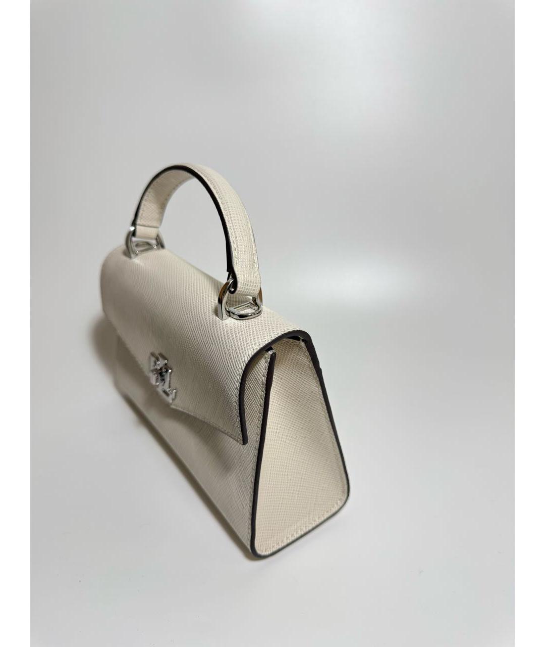 RALPH LAUREN Белая кожаная сумка с короткими ручками, фото 4