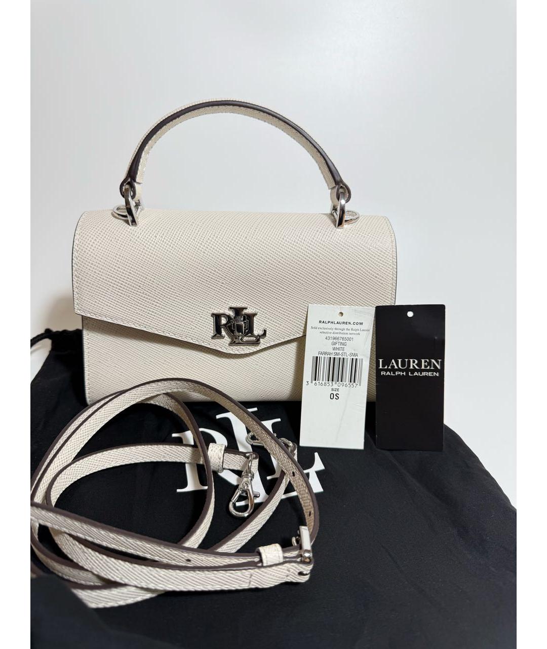 RALPH LAUREN Белая кожаная сумка с короткими ручками, фото 3