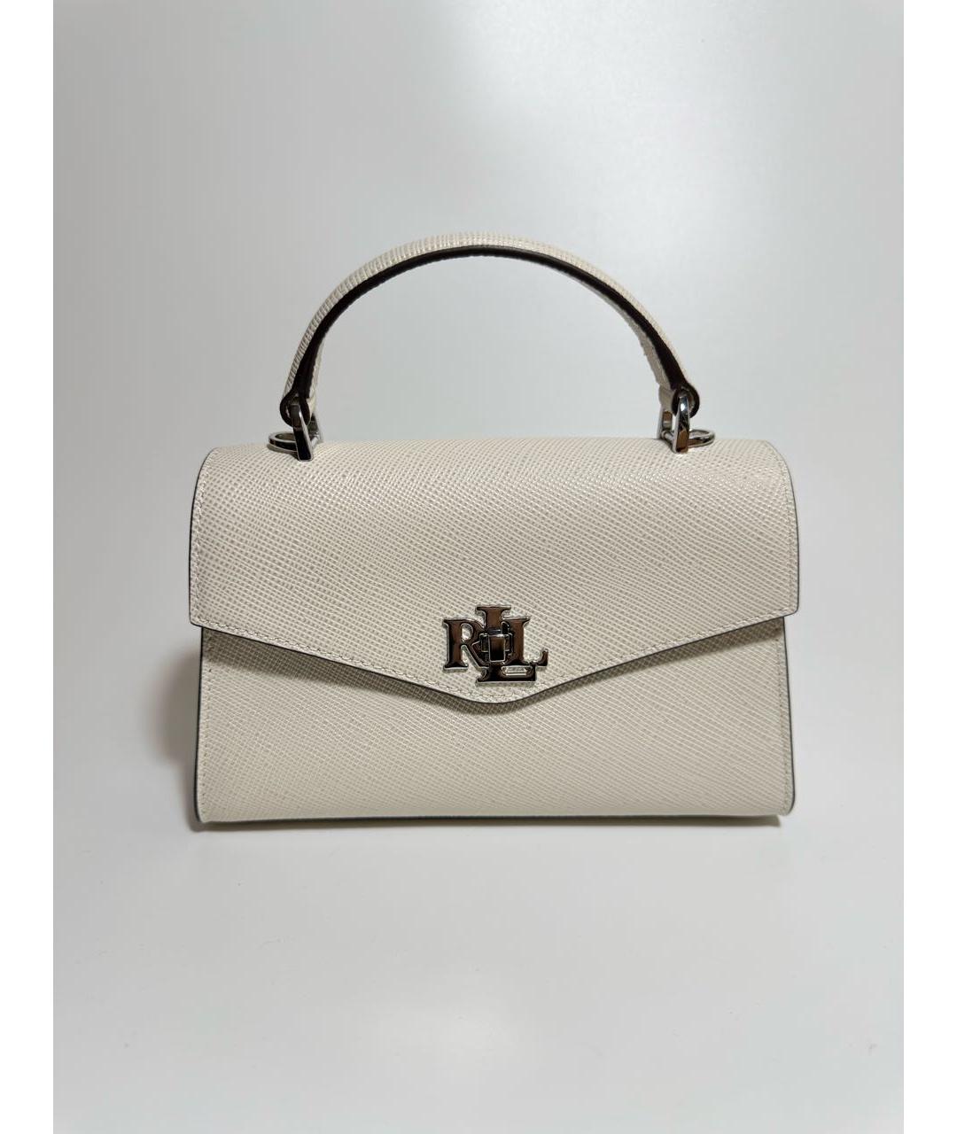 RALPH LAUREN Белая кожаная сумка с короткими ручками, фото 6
