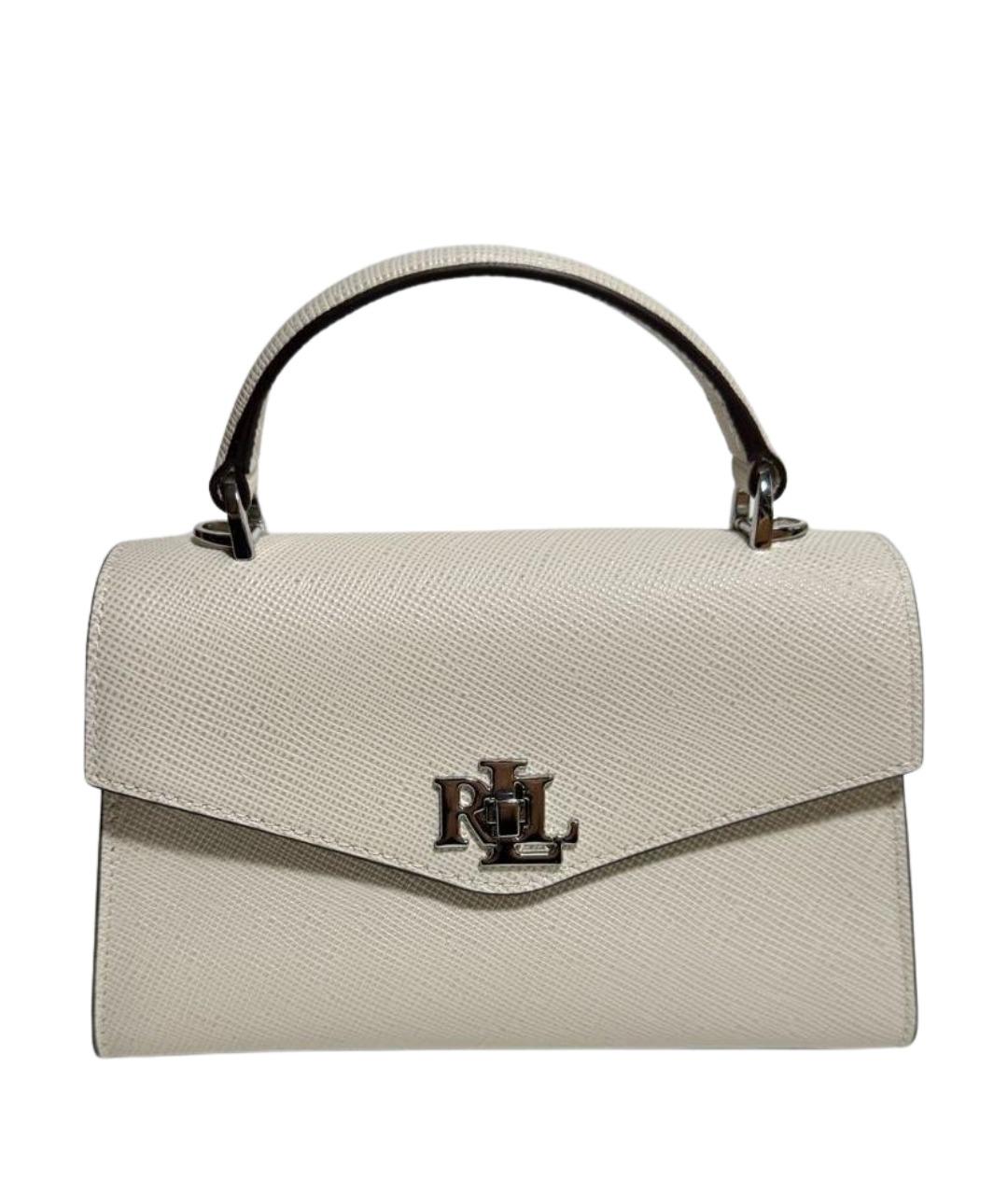 RALPH LAUREN Белая кожаная сумка с короткими ручками, фото 1