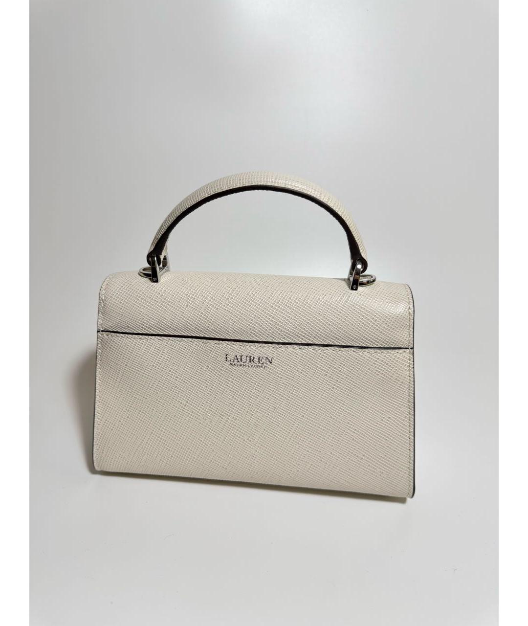 RALPH LAUREN Белая кожаная сумка с короткими ручками, фото 5