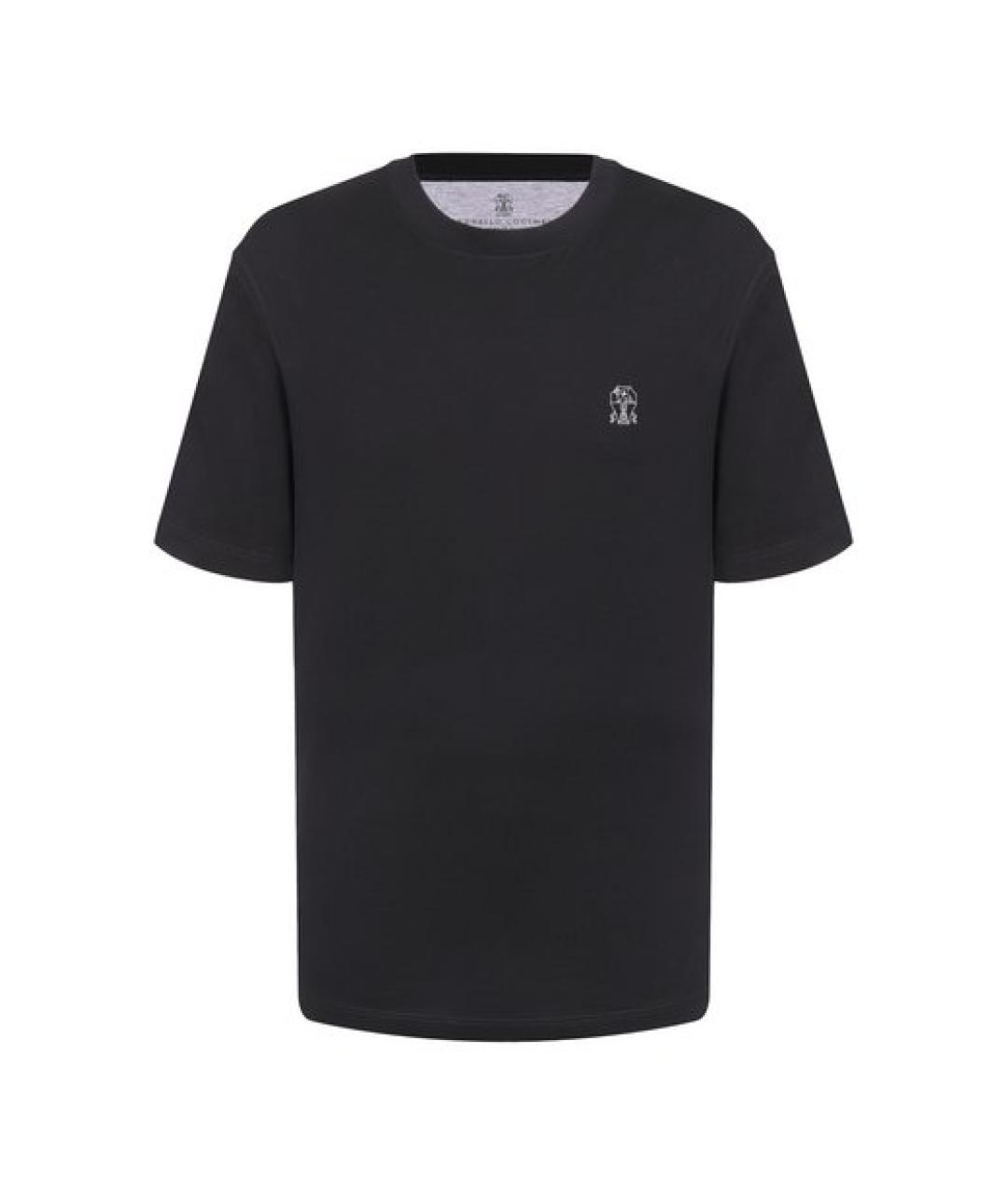BRUNELLO CUCINELLI Черная хлопковая футболка, фото 1
