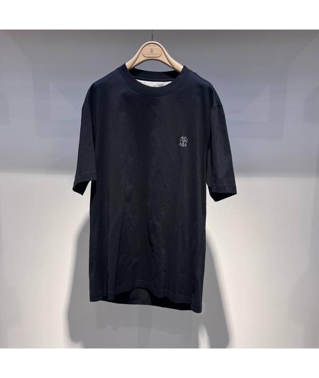 BRUNELLO CUCINELLI Черная хлопковая футболка, фото 2