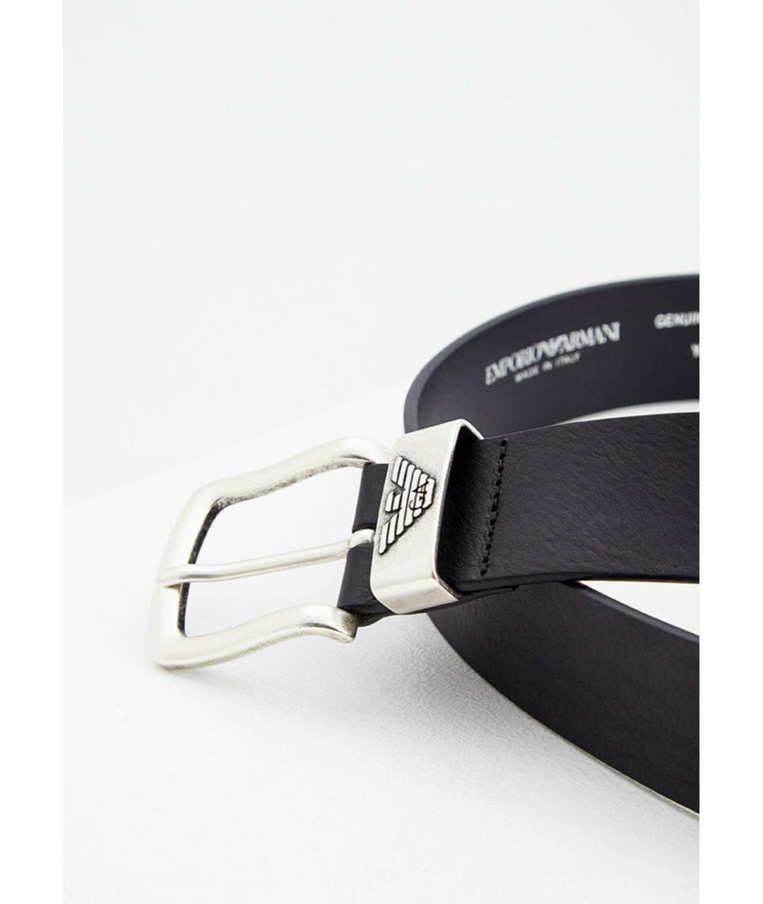EMPORIO ARMANI Черный кожаный ремень, фото 3