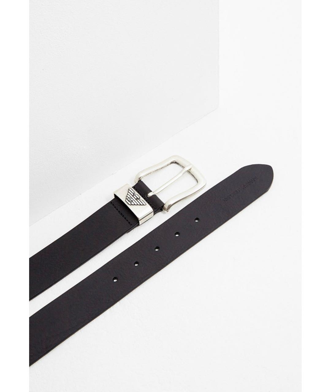 EMPORIO ARMANI Черный кожаный ремень, фото 2