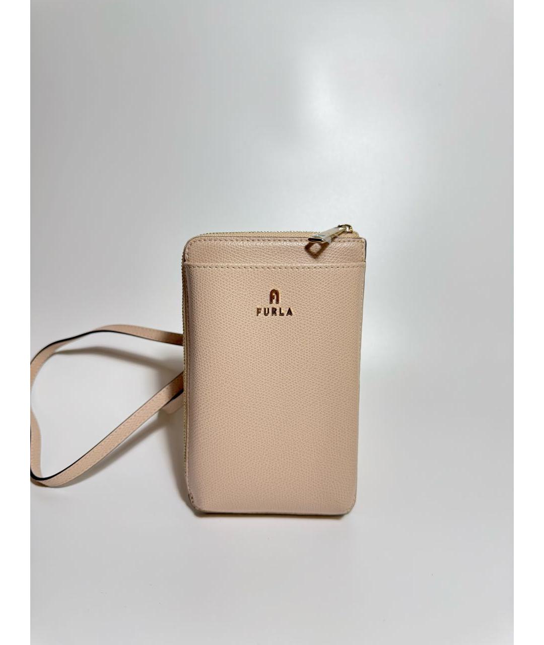 FURLA Бежевая кожаная сумка через плечо, фото 6