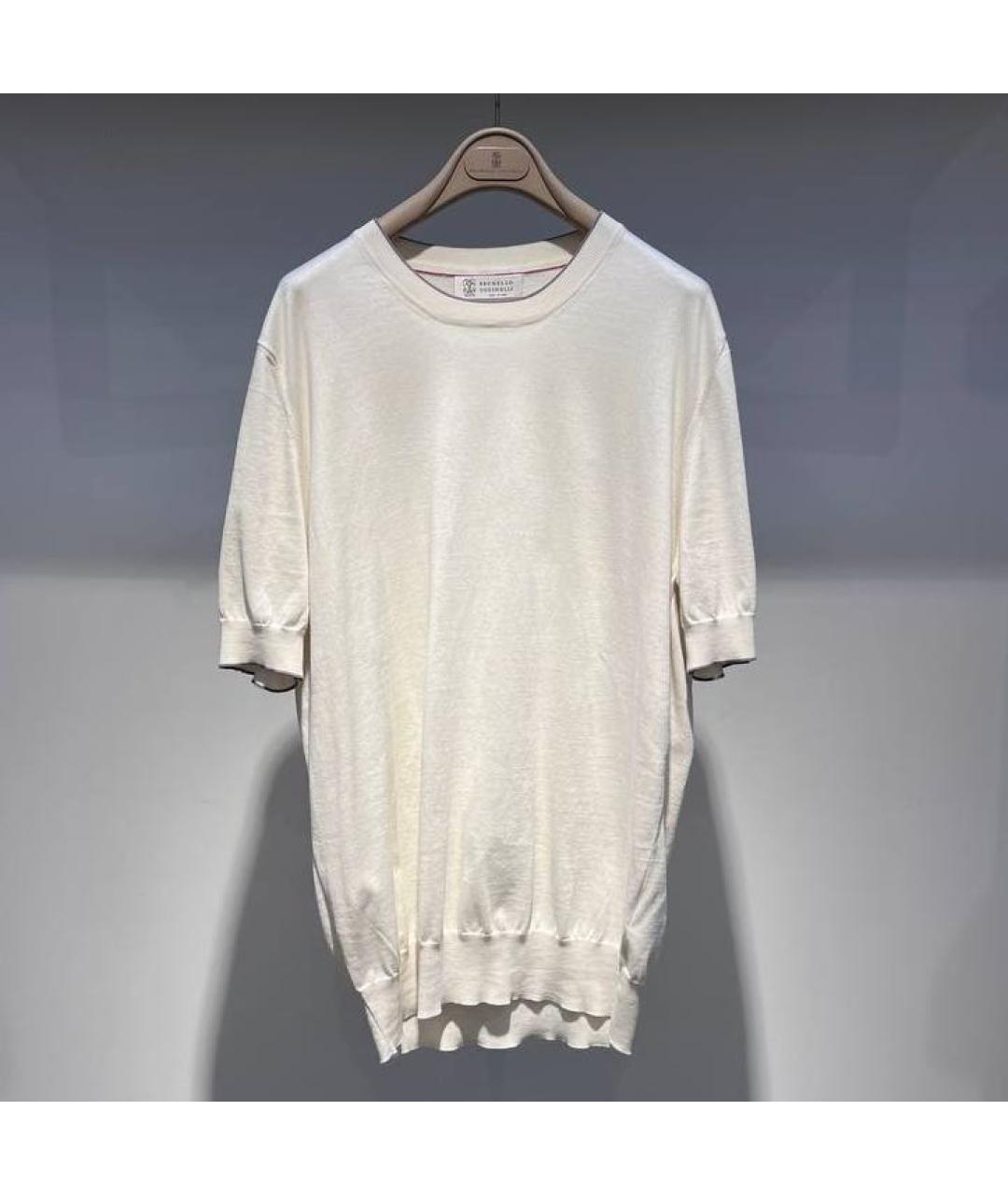 BRUNELLO CUCINELLI Белая хлопковая футболка, фото 3