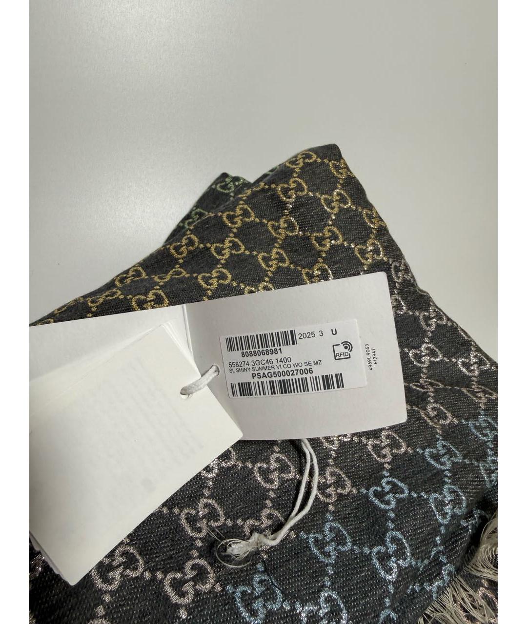 GUCCI Серый шарф, фото 4