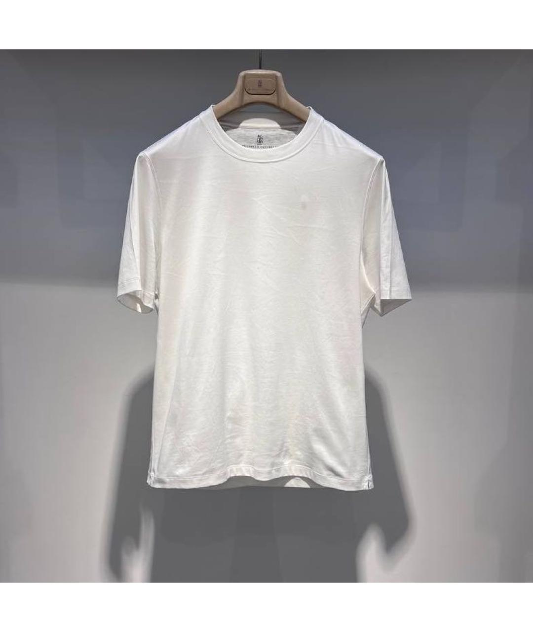 BRUNELLO CUCINELLI Белая хлопковая футболка, фото 3
