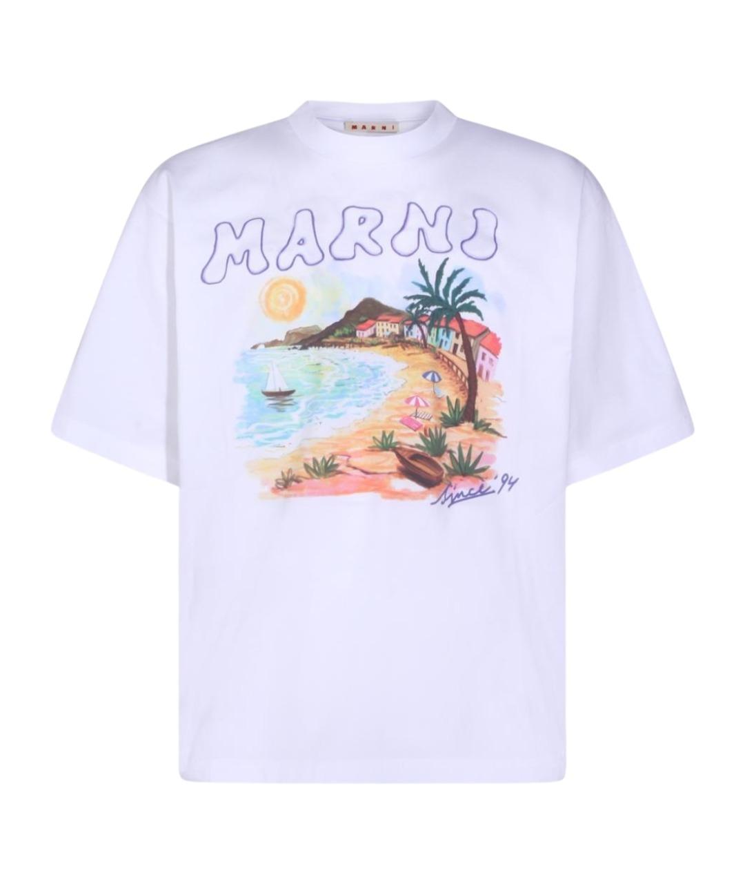 MARNI Белая хлопковая футболка, фото 1