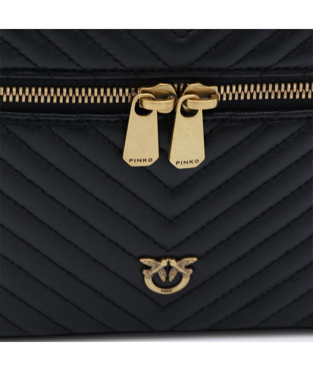 PINKO Черная кожаная сумка с короткими ручками, фото 4
