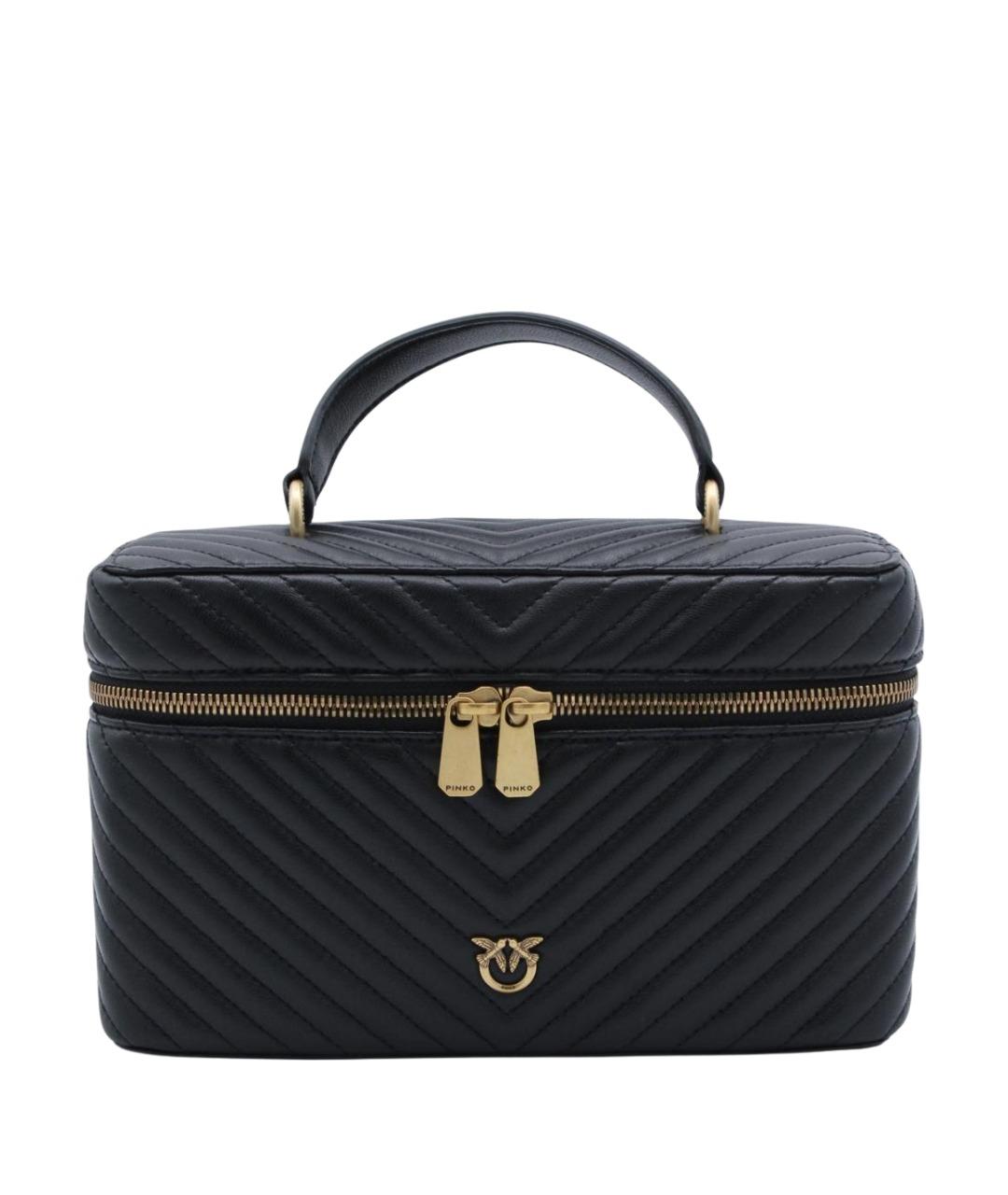 PINKO Черная кожаная сумка с короткими ручками, фото 1