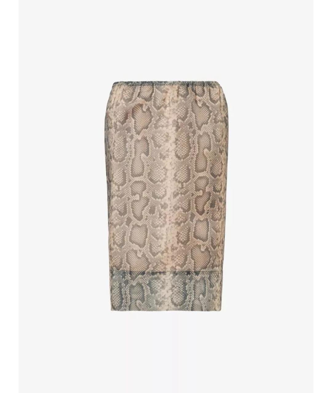 SPORTMAX Бежевая полиэстеровая юбка миди, фото 7