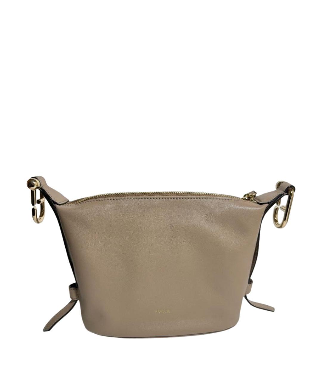 FURLA Бежевая кожаная сумка через плечо, фото 1