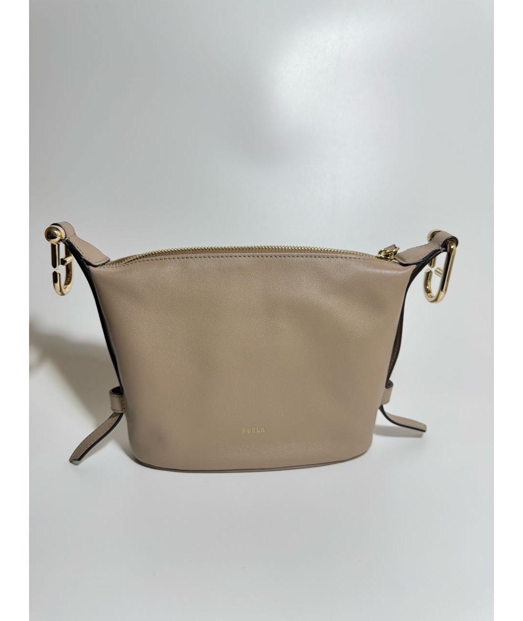 FURLA Бежевая кожаная сумка через плечо, фото 6