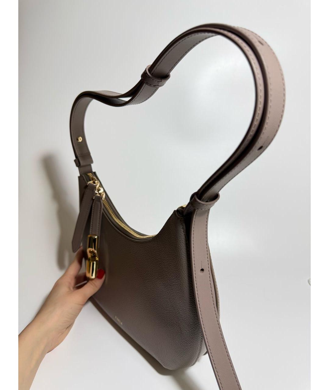 FURLA Бежевая кожаная сумка через плечо, фото 2