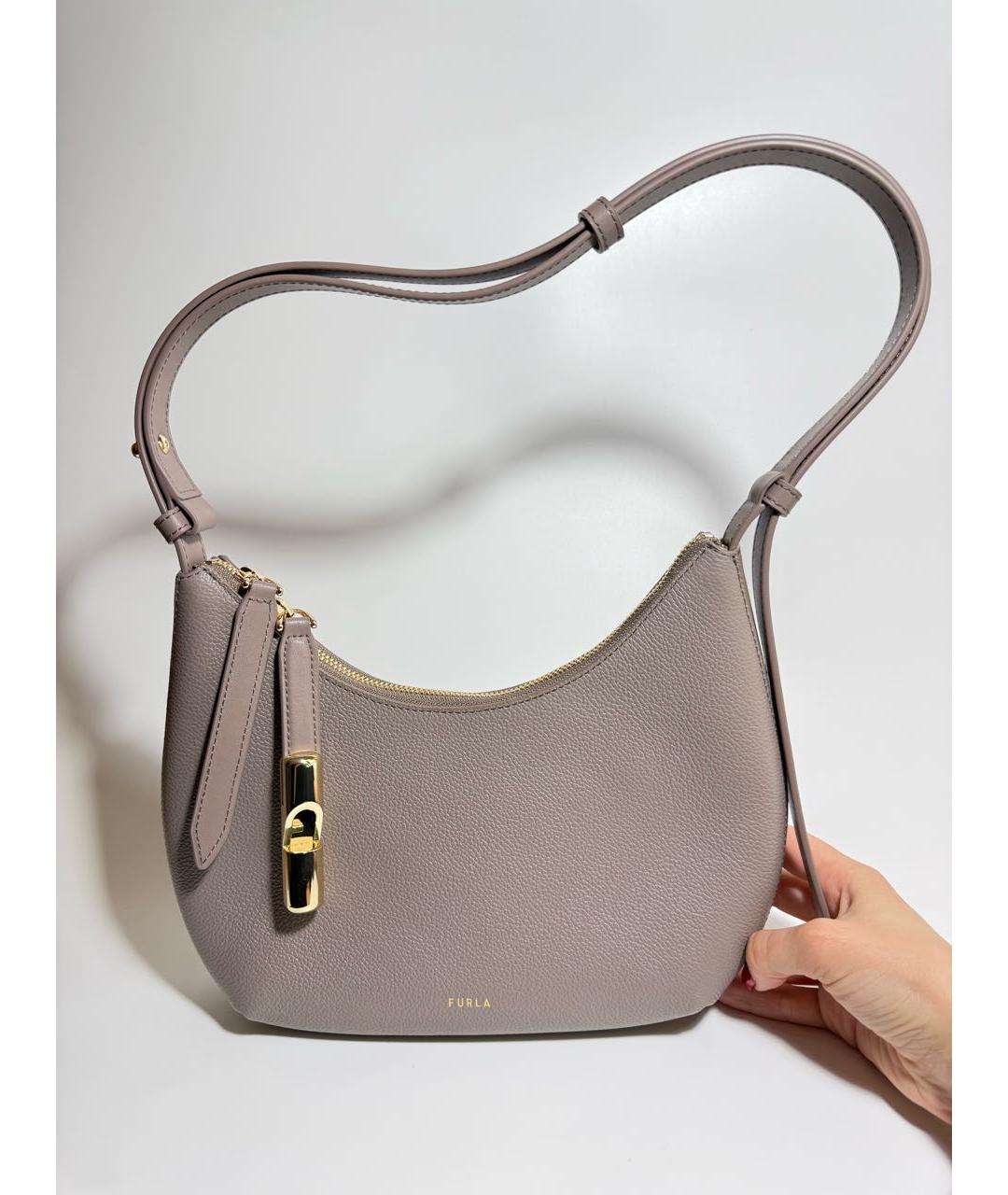 FURLA Бежевая кожаная сумка через плечо, фото 6