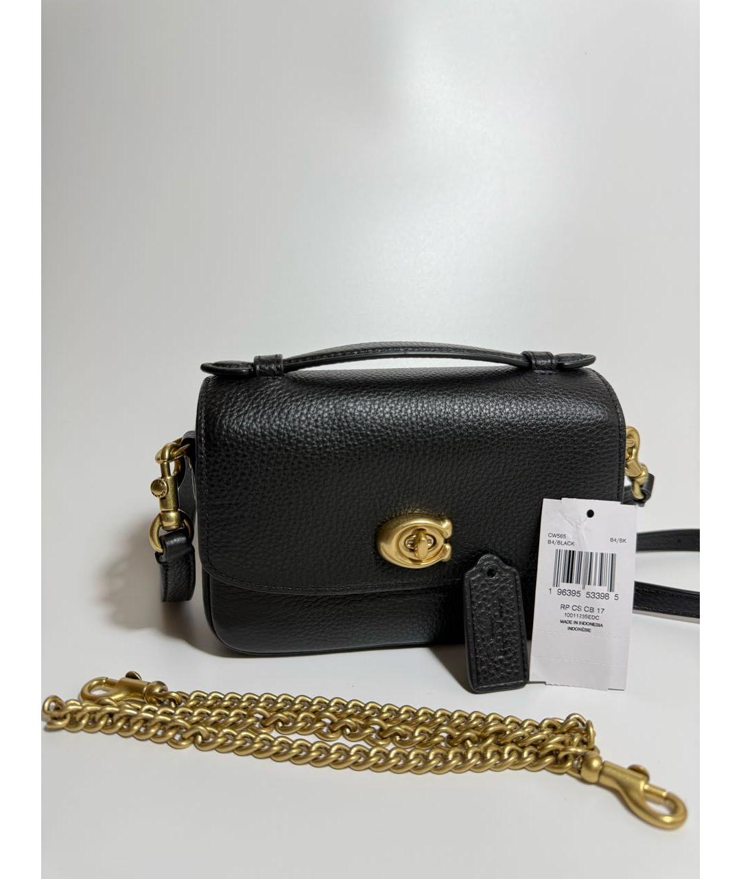 COACH Черная кожаная сумка через плечо, фото 5