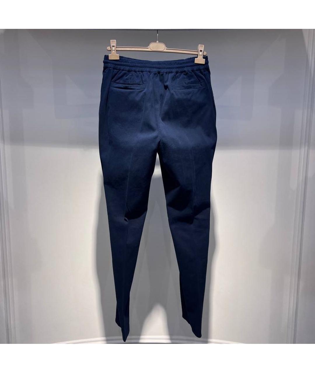 BRUNELLO CUCINELLI Темно-синие хлопковые повседневные брюки, фото 2