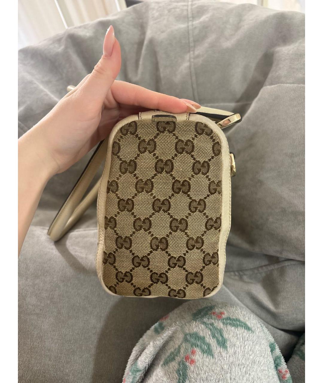 GUCCI Бежевая тканевая сумка с короткими ручками, фото 7