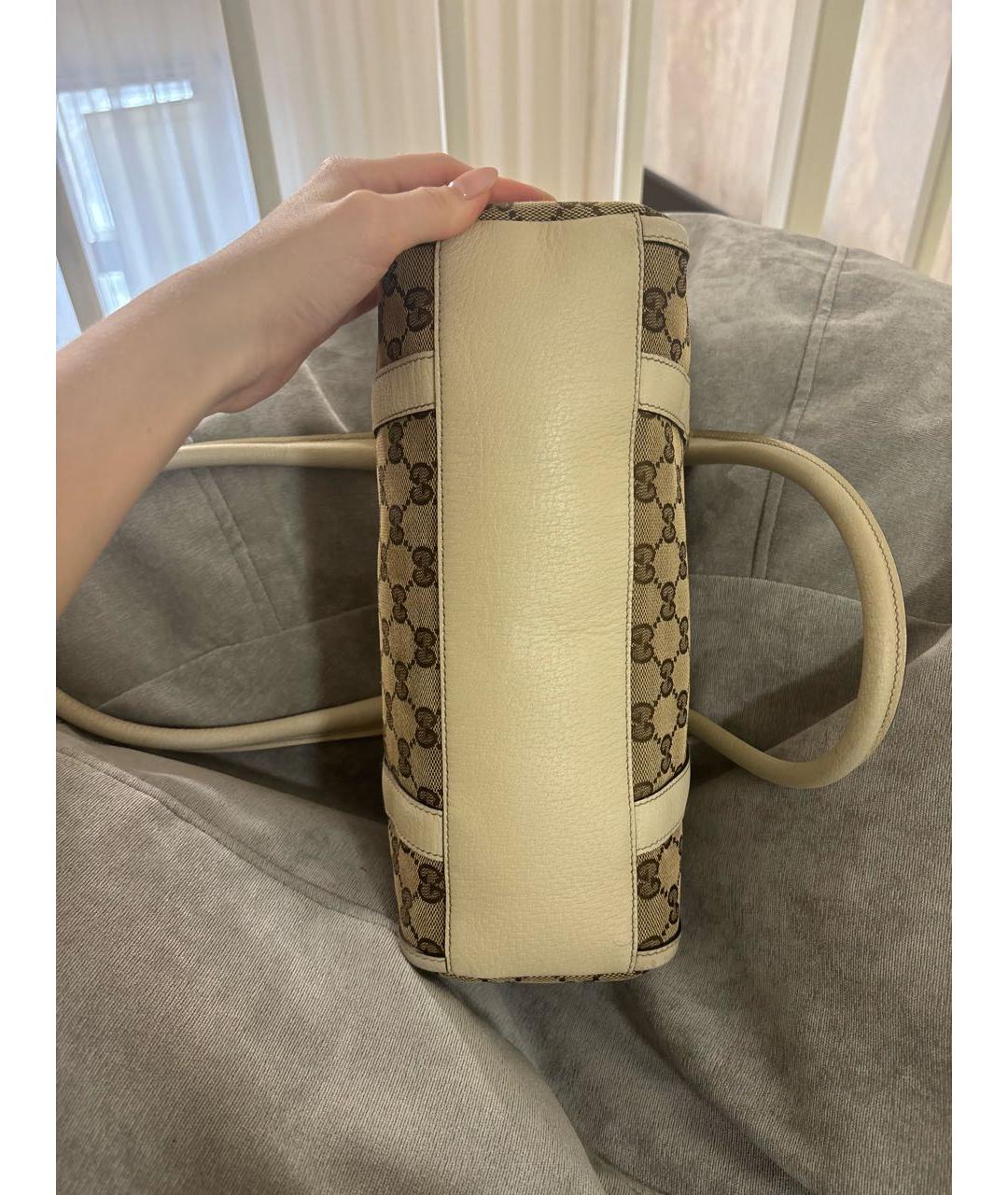 GUCCI Бежевая тканевая сумка с короткими ручками, фото 6