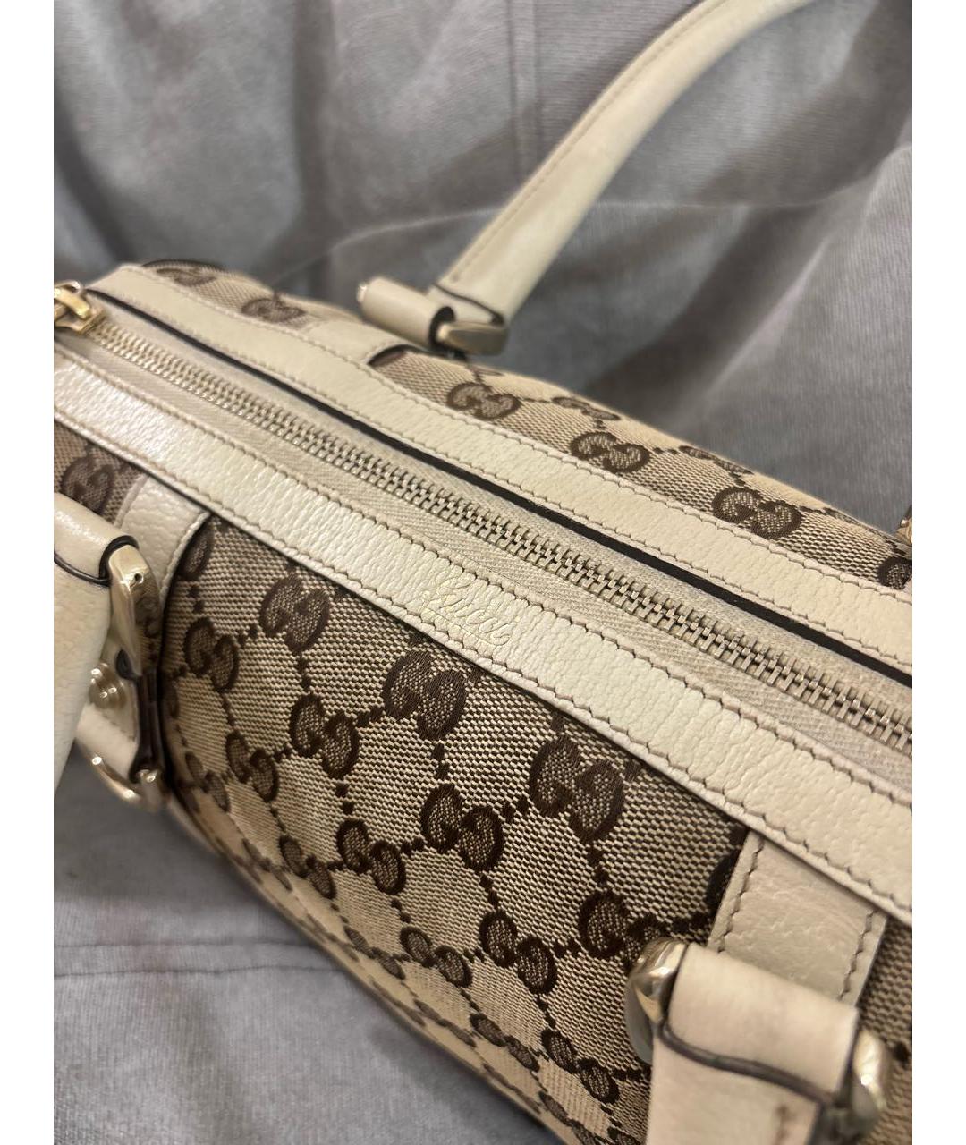 GUCCI Бежевая тканевая сумка с короткими ручками, фото 5